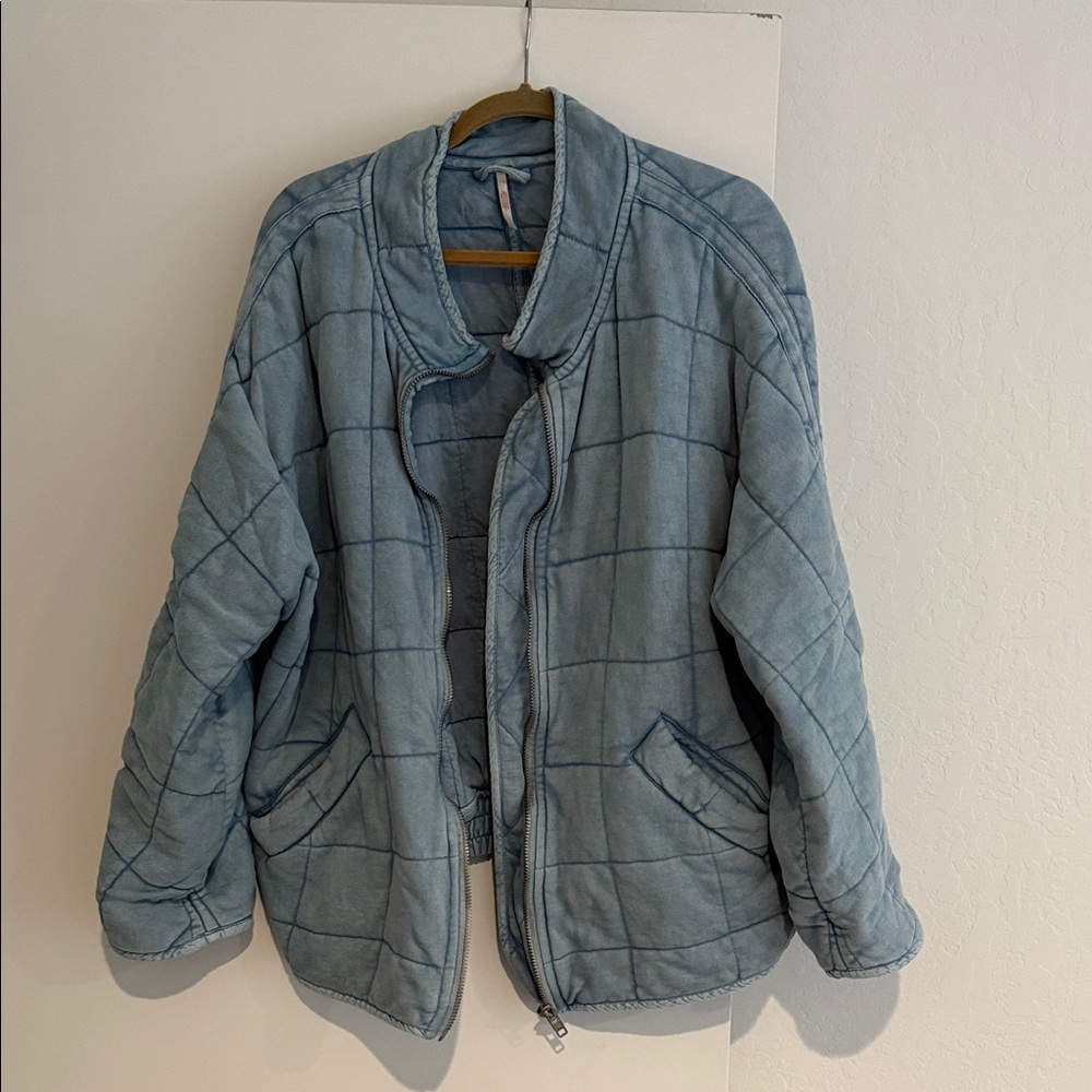 Free People Light Blue Quilted Puffer Jacket